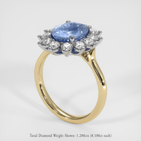 4.26 Ct. Blue Sapphire Ring, 18K White & Yellow 2