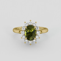 2.06 Ct. Green Sapphire Ring, 10K Yellow Gold 1