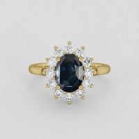 2.32 Ct. Greenish Blue Sapphire Ring, 10K Yellow Gold 1