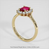 0.84 Ct. Pinkish Red Ruby Ring, 14K Yellow Gold 2