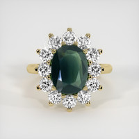 3.55 Ct. Green Sapphire Ring, 18K Yellow Gold 1