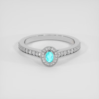 0.11 Ct. Greenish Blue Paraiba Tourmaline Ring, 10K White Gold 1