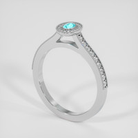 0.11 Ct. Greenish Blue Paraiba Tourmaline Ring, 14K White Gold 2