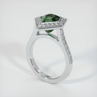 3.44 Ct. Bluish Green Sapphire Ring, 14K White Gold 2