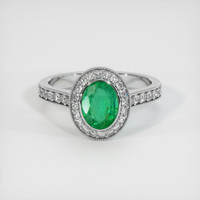 0.89 Ct. Emerald Ring, 18K White Gold 1