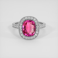 3.47 Ct. Pink Sapphire Ring, 18K White Gold 1