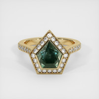 3.44 Ct. Bluish Green Sapphire Ring, 14K Yellow Gold 1