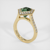 3.44 Ct. Bluish Green Sapphire Ring, 14K Yellow Gold 2