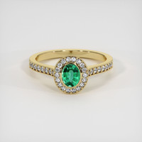 0.50 Ct. Emerald Ring, 18K Yellow Gold 1