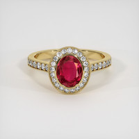 1.39 Ct. Ruby Ring, 18K Yellow Gold 1