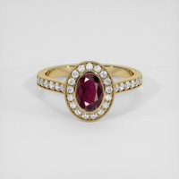 0.89 Ct. Ruby Ring, 18K Yellow Gold 1