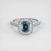 1.11 Ct. Greenish Blue Sapphire Ring, Platinum 950 1