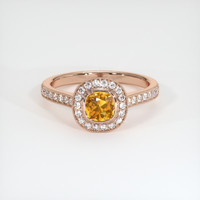 0.55 Ct. Orangish Yellow Sapphire Ring, 14K Rose Gold 1