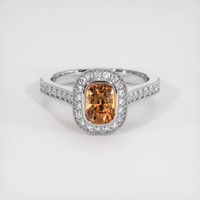 1.36 Ct. Orangish Brown Sapphire Ring, 18K White Gold 1