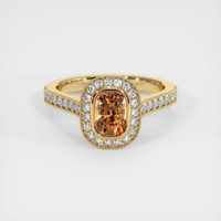 1.36 Ct. Orangish Brown Sapphire Ring, 18K Yellow Gold 1