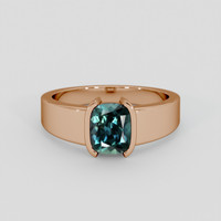 1.36 Ct. Bluish Green Sapphire Ring, 18K Rose Gold 1