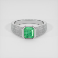 3.23 Ct. Emerald Ring, Silver 1