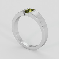0.60 Ct. Greenish Yellow Sapphire Ring, Silver 2
