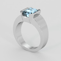 3.17 Ct. Blue Aquamarine Ring, 10K White Gold 2