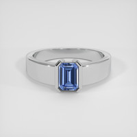 0.80 Ct. Blue Sapphire Ring, 14K White Gold 1