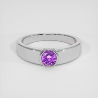 0.46 Ct. Pinkish Purple Sapphire Ring, 14K White Gold 1