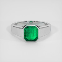 3.40 Ct. Emerald Ring, 18K White Gold 1
