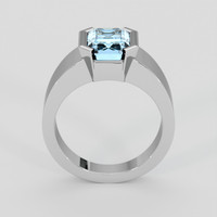 3.17 Ct. Blue Aquamarine Ring, 18K White Gold 3
