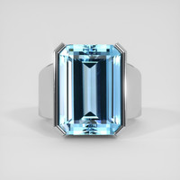 16.58 Ct. Blue Aquamarine Ring, 18K White Gold 1