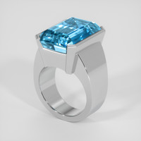 16.58 Ct. Blue Aquamarine Ring, 18K White Gold 2