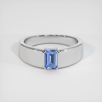 0.54 Ct. Blue Sapphire Ring, 18K White Gold 1