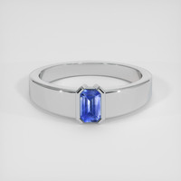 0.62 Ct. Blue Sapphire Ring, 18K White Gold 1