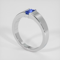 0.62 Ct. Blue Sapphire Ring, 18K White Gold 2