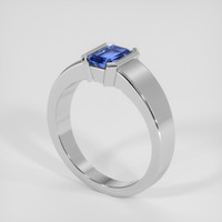 0.80 Ct. Blue Sapphire Ring, 18K White Gold 2