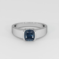 1.95 Ct. Greenish Blue Sapphire Ring, 18K White Gold 1
