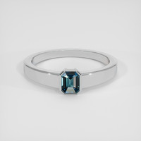 1.54 Ct. Greenish Blue Sapphire Ring, 18K White Gold 1