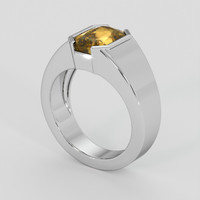 3.55 Ct. Yellowish Brown Sapphire Ring, 18K White Gold 2