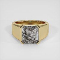 4.08 Ct. Bluish Grey Rutilated Quartz Ring, 10K Yellow Gold 1