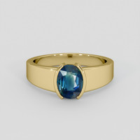 3.02 Ct. Greenish Blue Sapphire Ring, 10K Yellow Gold 1