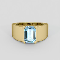 5.05 Ct. Blue Aquamarine Ring, 14K Yellow Gold 1