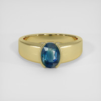 3.02 Ct. Greenish Blue Sapphire Ring, 14K Yellow Gold 1