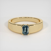 0.74 Ct. Greenish Blue Sapphire Ring, 14K Yellow Gold 1