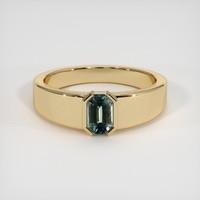0.89 Ct. Bluish Green Sapphire Ring, 14K Yellow Gold 1