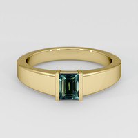 0.93 Ct. Bluish Green Sapphire Ring, 14K Yellow Gold 1