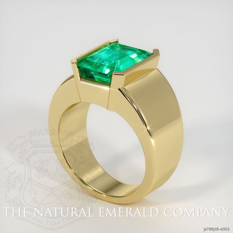 Green Emerald Ring Gold 10 Karat Men's Diamond Jewelry 11.25