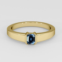 0.49 Ct. Bluish Green Sapphire Ring, 18K Yellow Gold 1