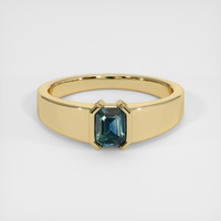 1.07 Ct. Bluish Green Sapphire Ring, 18K Yellow Gold 1