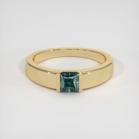 0.67 Ct. Bluish Green Sapphire Ring, 18K Yellow Gold 1