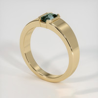 0.89 Ct. Bluish Green Sapphire Ring, 18K Yellow Gold 2