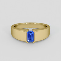 0.55 Ct. Blue Sapphire Ring, 18K Yellow Gold 1