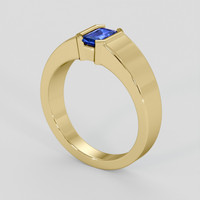 0.55 Ct. Blue Sapphire Ring, 18K Yellow Gold 2